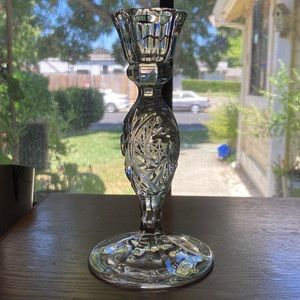 Zajecar Lead Crystal Carved Crystal 5 Point Star Candlestick holder